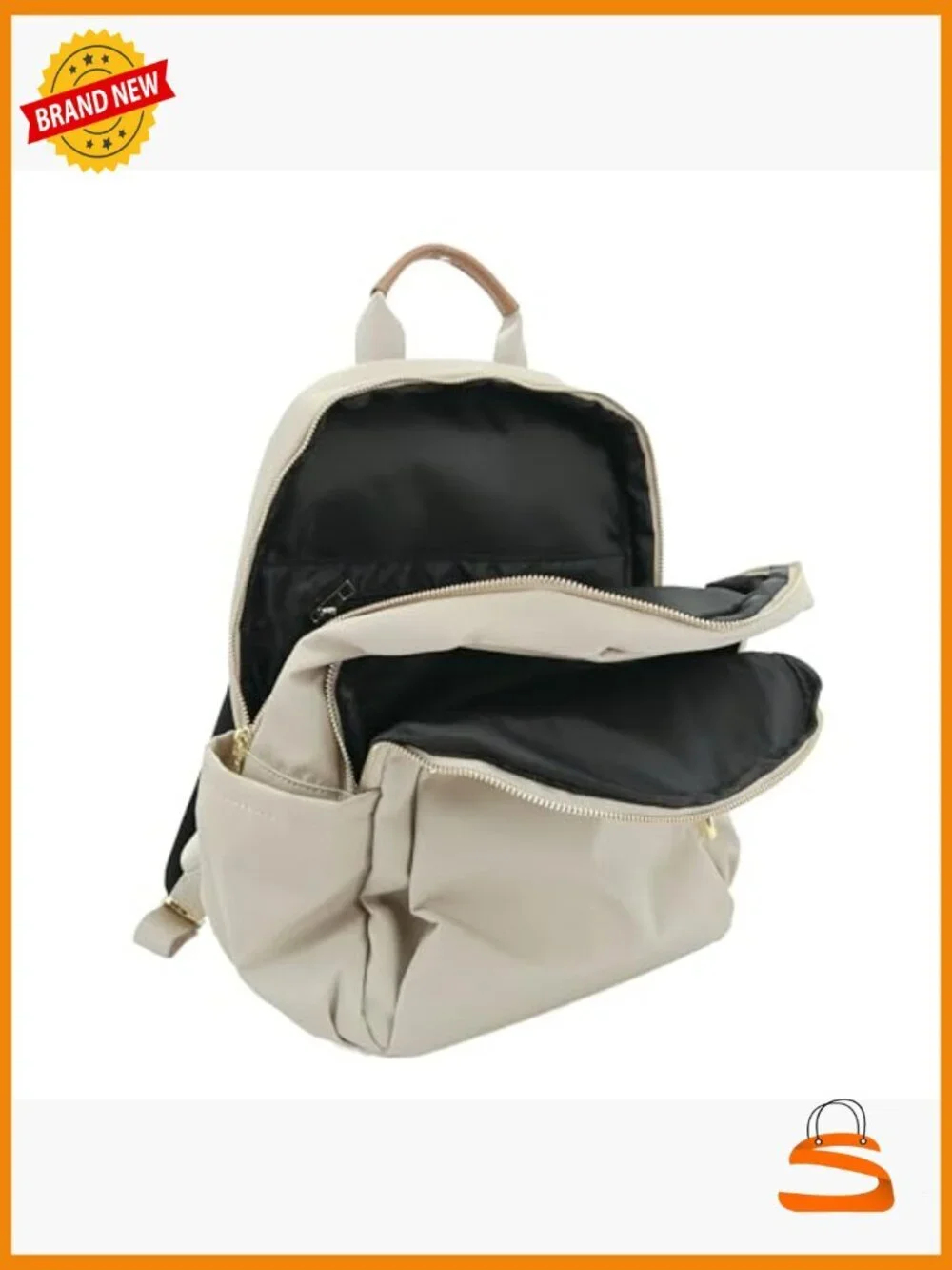 Backpack Purse for Women, Nylon Daypack with Gold Hardware, Lightweight